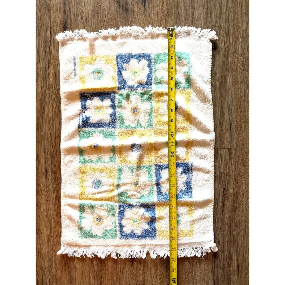Canon Vintage MCM 70’s Hand Towel Checkerboard with Flowers